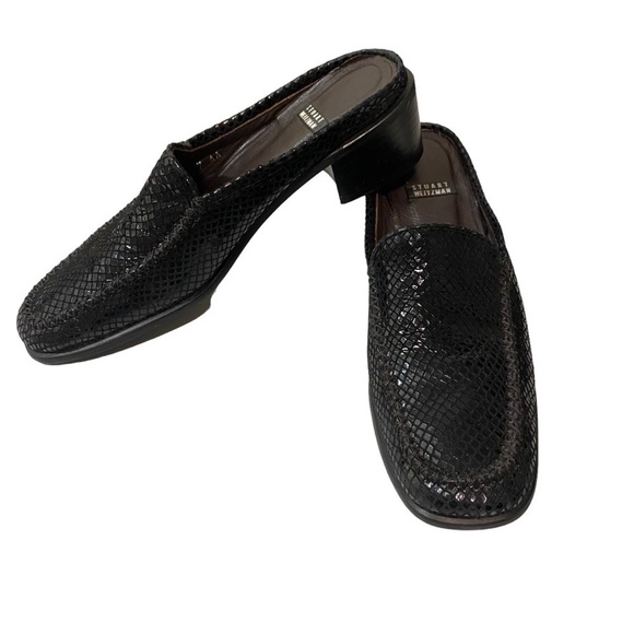 STUART WEITZMAN - BLACK PATENT LEATHER SLIP ON MULES - EXCELLENT CONDITION - S5 - Picture 2 of 7